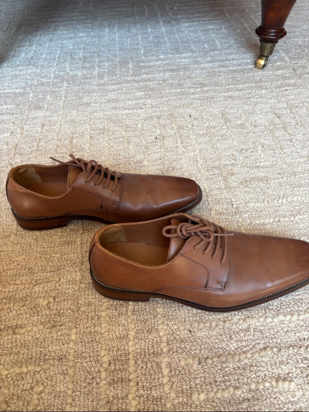 Nordstrom Men's Cognac Brown Leather Derby Oxfords - Picture 2 of 6